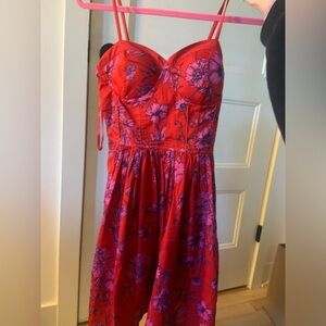 Red and pink floral dress